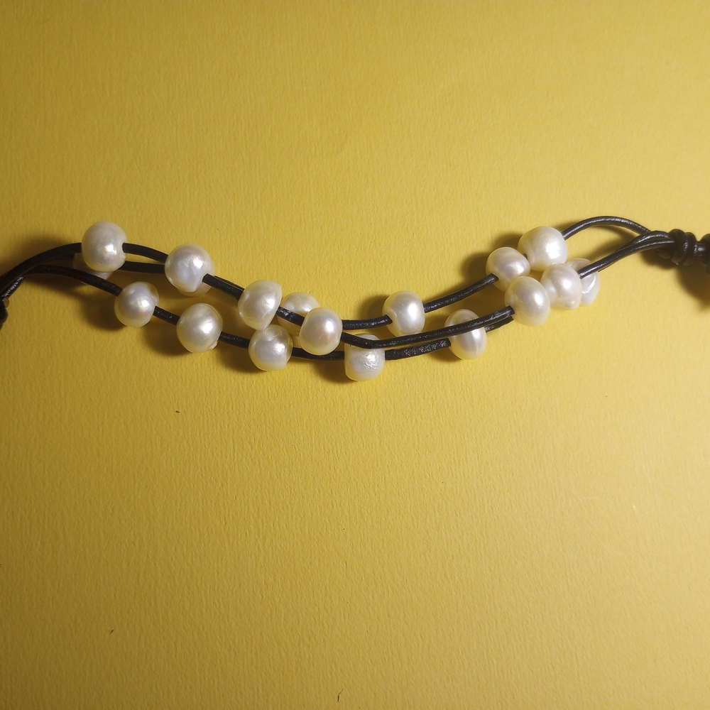 Elegant Pearl Bracelet with Black Cord